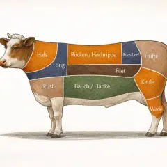 Rinderteile: Rücken/Hochrippe und Roastbeef eignen sich hervorragend für einen saftigen Rostbraten.