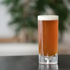 Ein Glas bernsteinfarbenes Pale Ale mit weißem Schaum. Perfekt für ein selbstgebrautes Pale Ale Rezept.